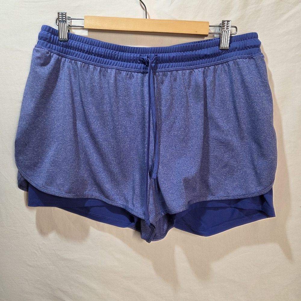 Champion Purple Jogging Shorts Size XL Loose Outer Spandex Inner Tie Waist